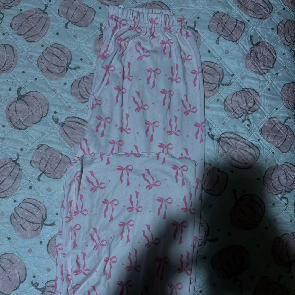Pink Bow Pattern Pajama Pants
